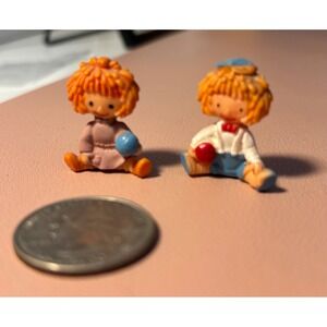Vintage Raggedy Ann and Andy Miniature PVC Figures Sitting Tiny Toy Lot 1 Inch